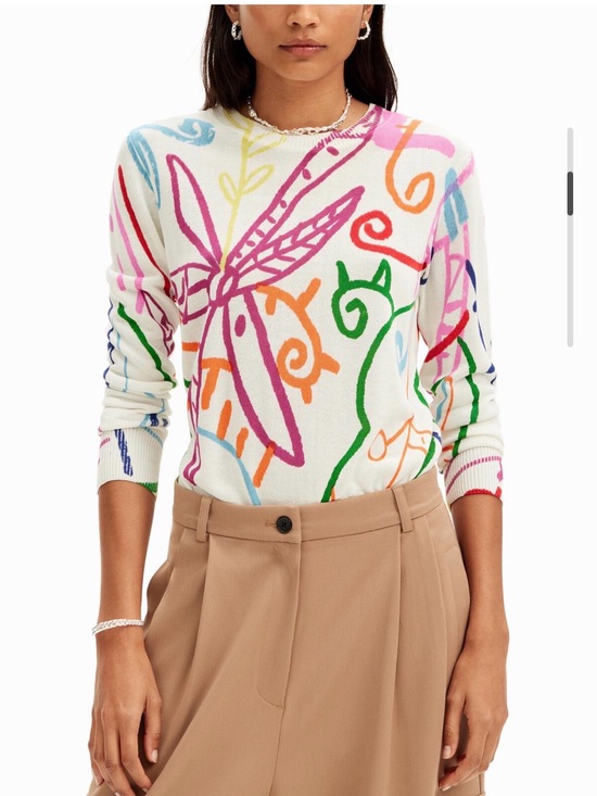 Desigual Sweaters - DESIGUAL FINE KNIT SWEATER PULLOVER WITH PATTERNS Size Large